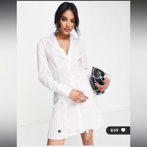 Asos white cotton button down dress